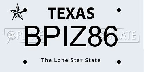 BPIZ86 Texas License Plate