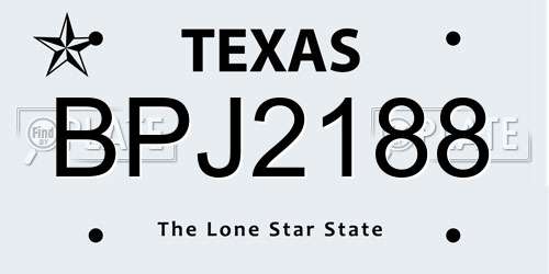 BPJ2188 Texas License Plate
