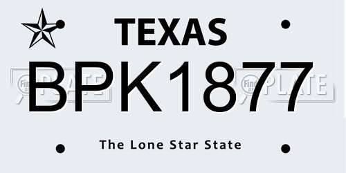 BPK1877 Texas License Plate