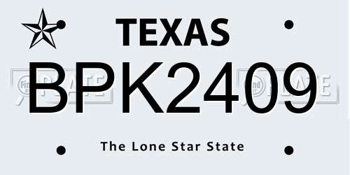 BPK2409 Texas License Plate