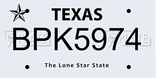 BPK5974 Texas License Plate