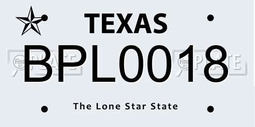 BPL0018 Texas License Plate