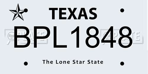 BPL1848 Texas License Plate
