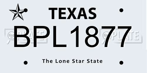 BPL1877 Texas License Plate
