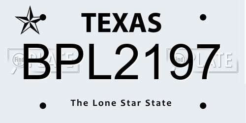 BPL2197 Texas License Plate