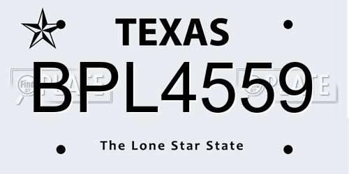 BPL4559 Texas License Plate