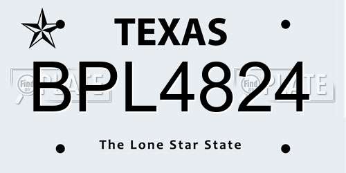 BPL4824 Texas License Plate