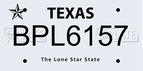 BPL6157 Texas License Plate