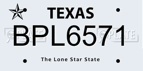 BPL6571 Texas License Plate