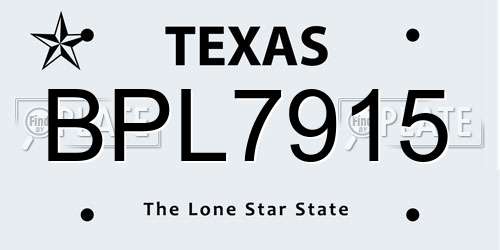 BPL7915 Texas License Plate