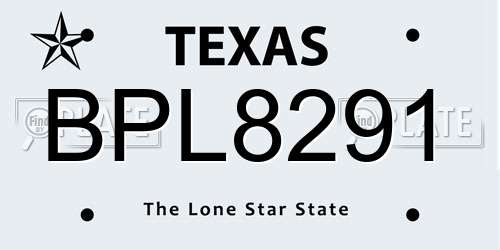 BPL8291 Texas License Plate
