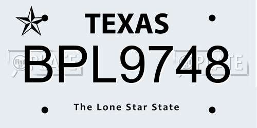 BPL9748 Texas License Plate