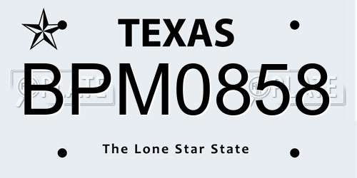 BPM0858 Texas License Plate