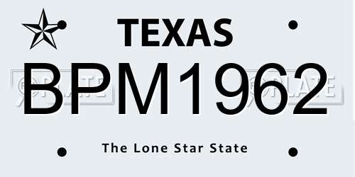BPM1962 Texas License Plate