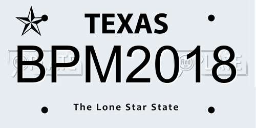 BPM2018 Texas License Plate