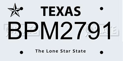 BPM2791 Texas License Plate