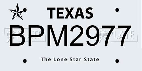 BPM2977 Texas License Plate