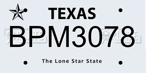 BPM3078 Texas License Plate