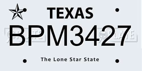 BPM3427 Texas License Plate