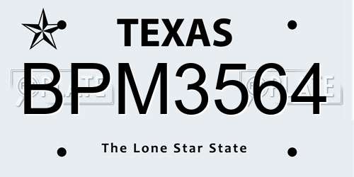 BPM3564 Texas License Plate