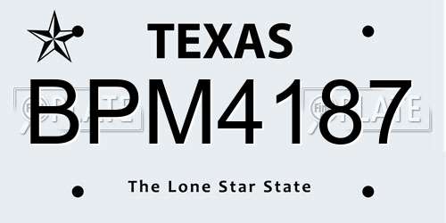 BPM4187 Texas License Plate