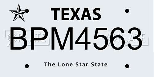 BPM4563 Texas License Plate