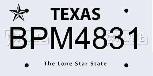 BPM4831 Texas License Plate