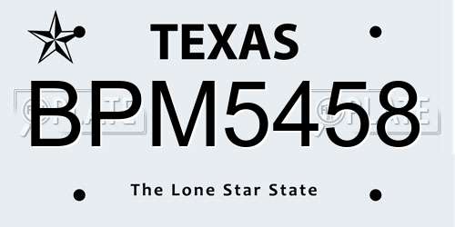 BPM5458 Texas License Plate