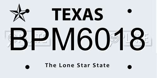 BPM6018 Texas License Plate
