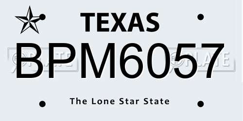 BPM6057 Texas License Plate
