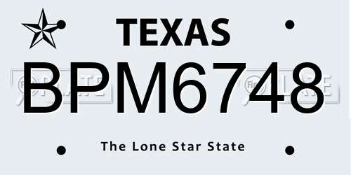 BPM6748 Texas License Plate