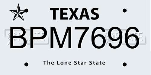 BPM7696 Texas License Plate
