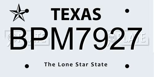 BPM7927 Texas License Plate