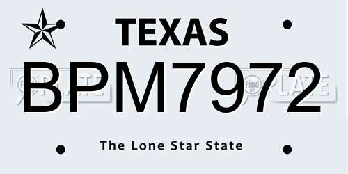 BPM7972 Texas License Plate