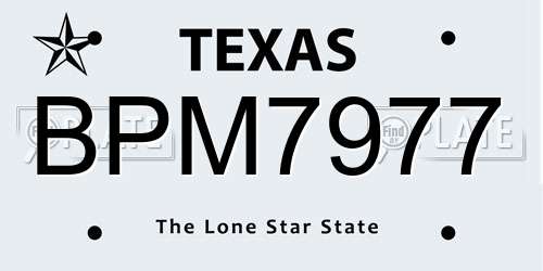 BPM7977 Texas License Plate