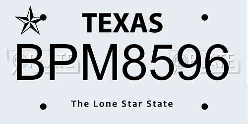 BPM8596 Texas License Plate