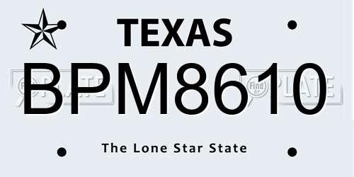 BPM8610 Texas License Plate