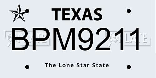 BPM9211 Texas License Plate