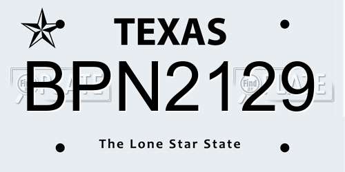BPN2129 Texas License Plate