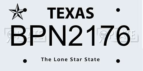 BPN2176 Texas License Plate
