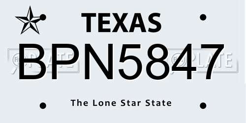 BPN5847 Texas License Plate