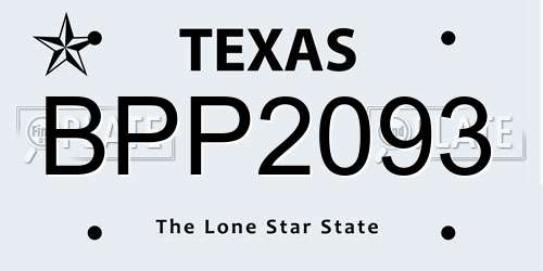 BPP2093 Texas License Plate