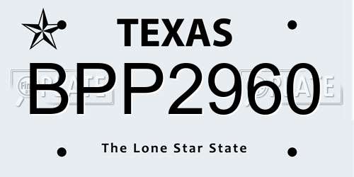 BPP2960 Texas License Plate