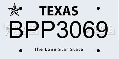 BPP3069 Texas License Plate
