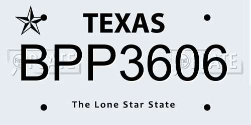 BPP3606 Texas License Plate
