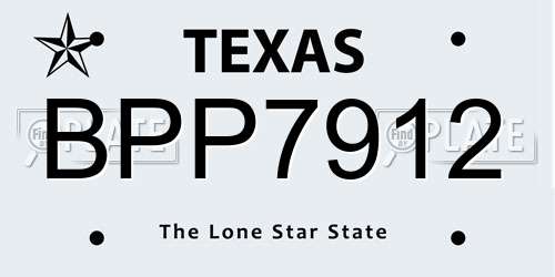 BPP7912 Texas License Plate