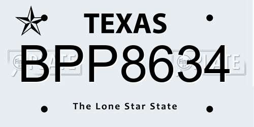 BPP8634 Texas License Plate