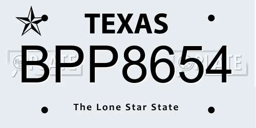 BPP8654 Texas License Plate