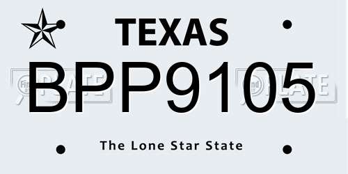BPP9105 Texas License Plate