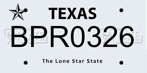 BPR0326 Texas License Plate